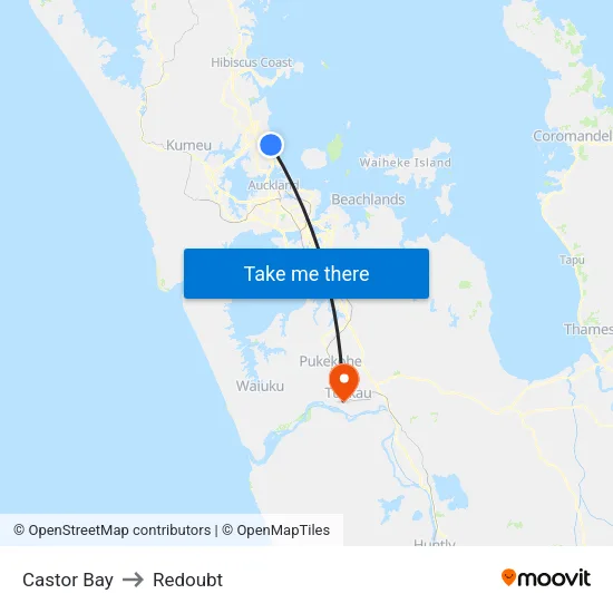 Castor Bay to Redoubt map