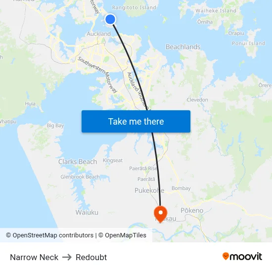 Narrow Neck to Redoubt map