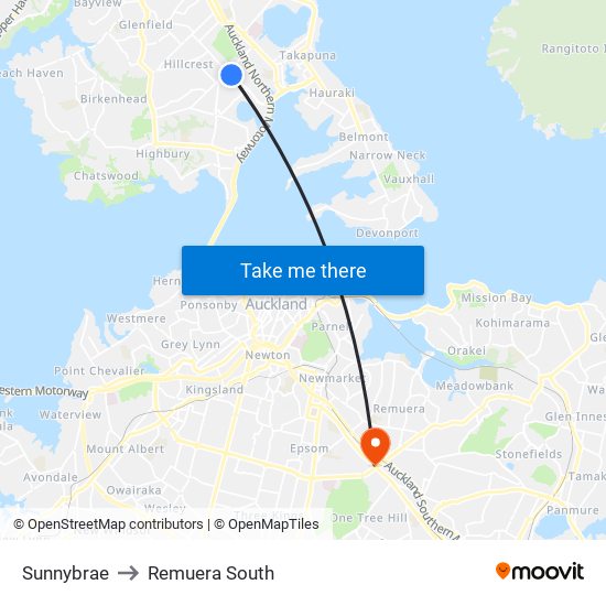 Sunnybrae to Remuera South map