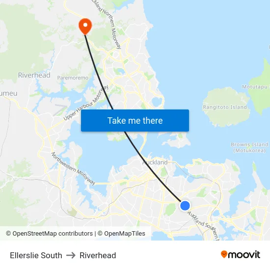 Ellerslie South to Riverhead map