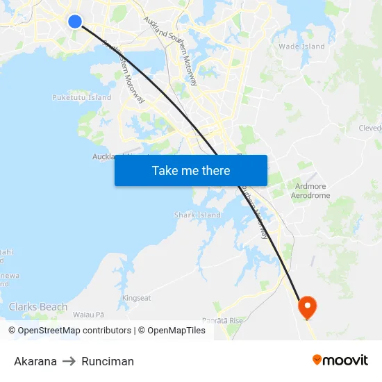 Akarana to Runciman map