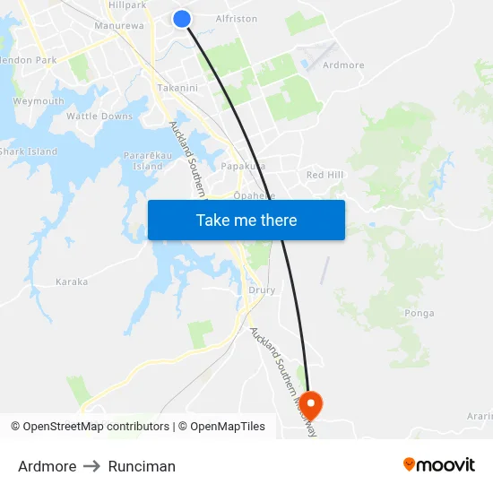 Ardmore to Runciman map