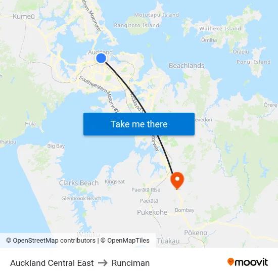 Auckland Central East to Runciman map