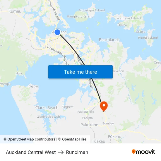 Auckland Central West to Runciman map