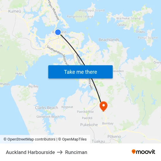 Auckland Harbourside to Runciman map