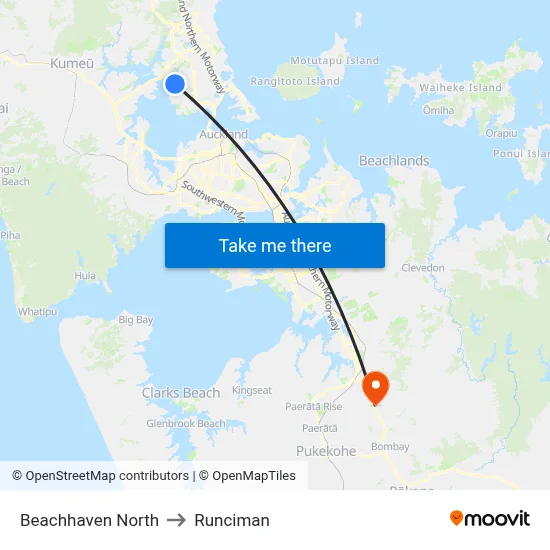 Beachhaven North to Runciman map