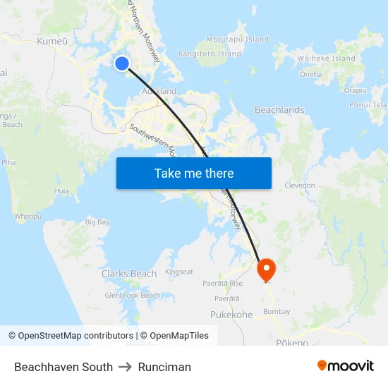 Beachhaven South to Runciman map