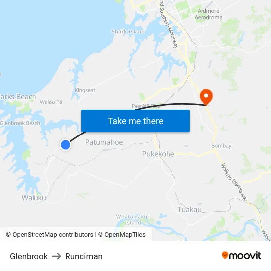 Glenbrook to Runciman map
