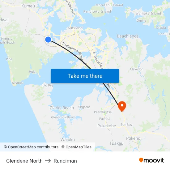 Glendene North to Runciman map