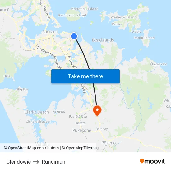 Glendowie to Runciman map