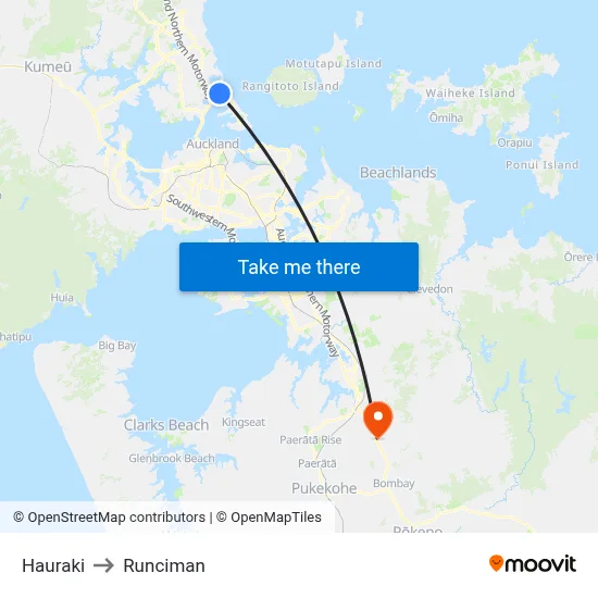 Hauraki to Runciman map