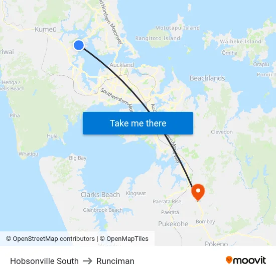 Hobsonville South to Runciman map