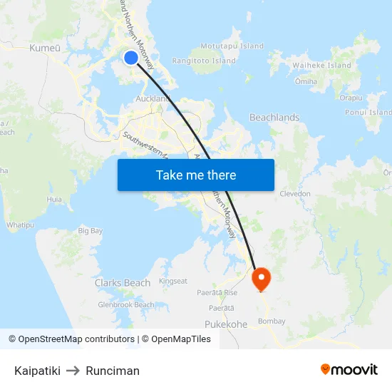 Kaipatiki to Runciman map