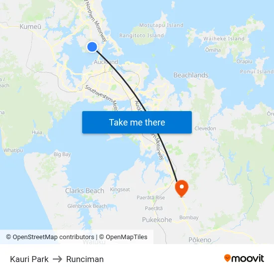 Kauri Park to Runciman map