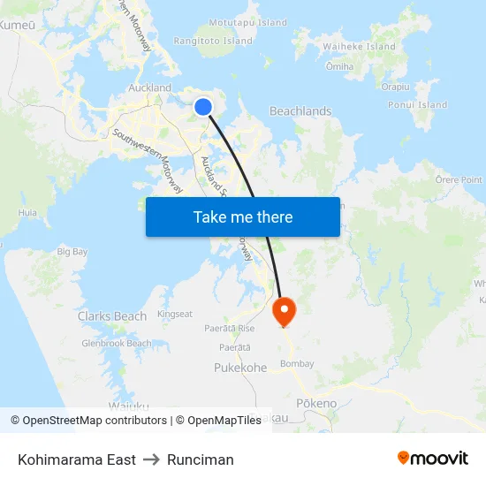 Kohimarama East to Runciman map