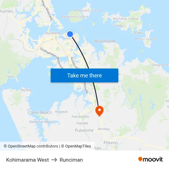 Kohimarama West to Runciman map