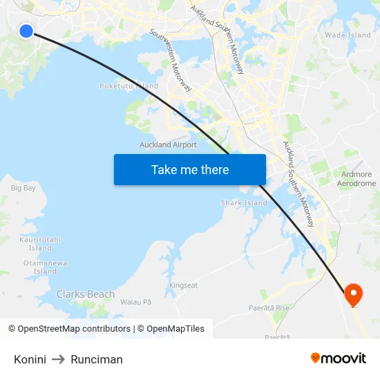 Konini to Runciman map