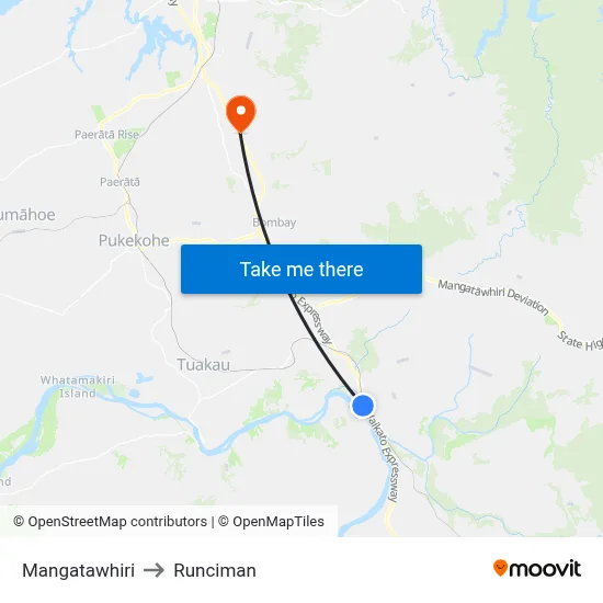 Mangatawhiri to Runciman map