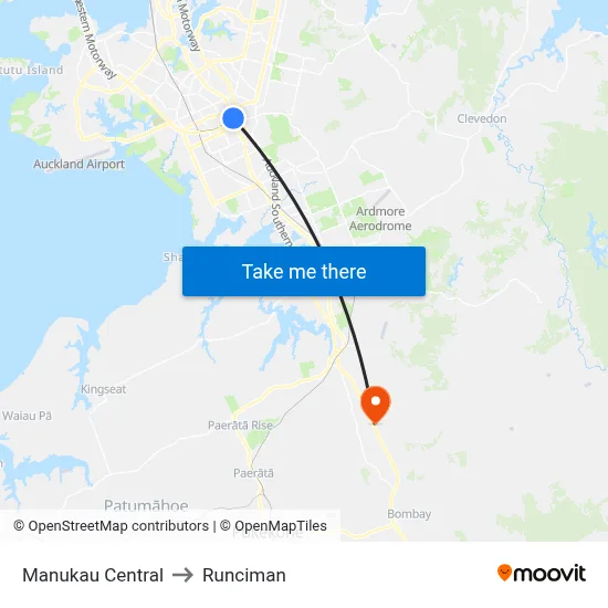 Manukau Central to Runciman map