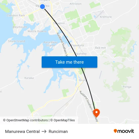 Manurewa Central to Runciman map