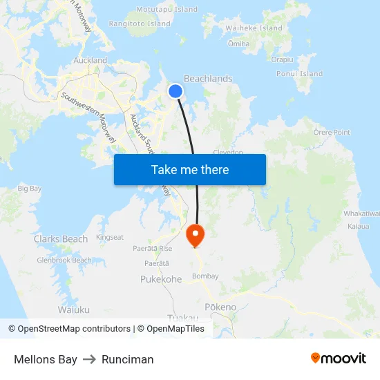 Mellons Bay to Runciman map