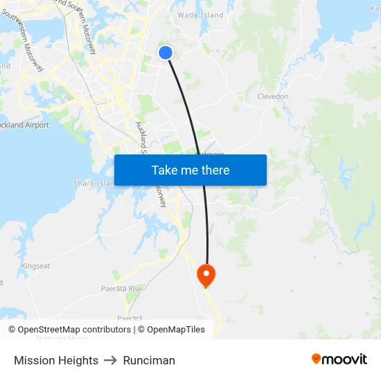 Mission Heights to Runciman map