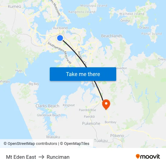 Mt Eden East to Runciman map