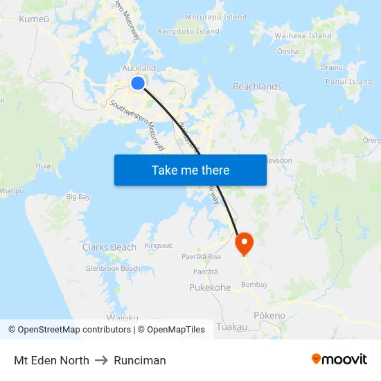 Mt Eden North to Runciman map