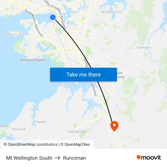 Mt Wellington South to Runciman map
