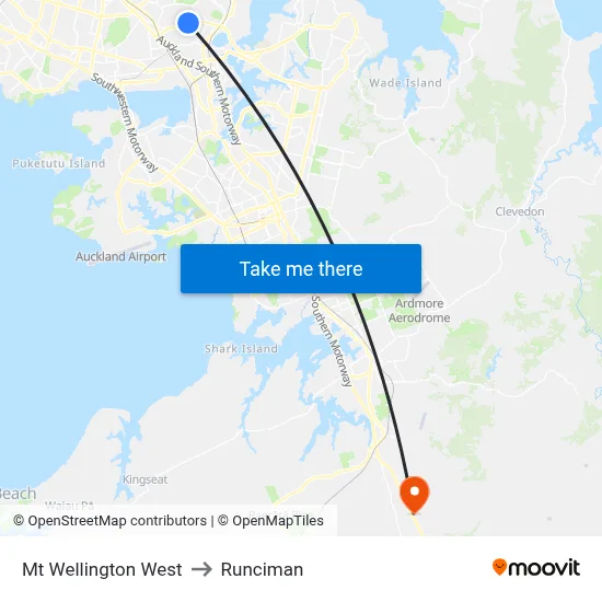 Mt Wellington West to Runciman map