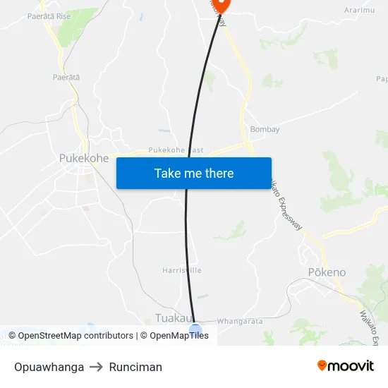 Opuawhanga to Runciman map