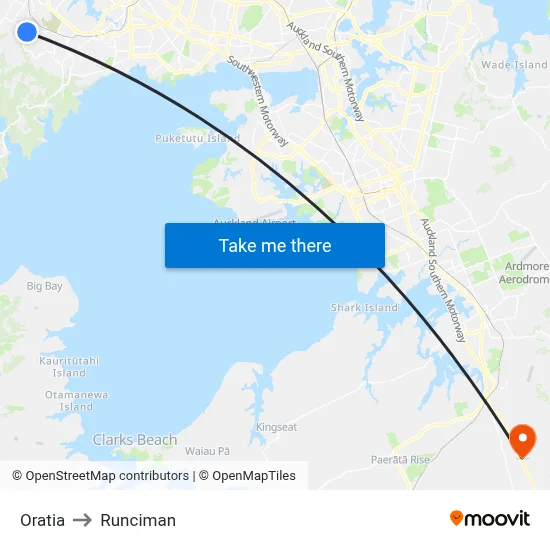 Oratia to Runciman map