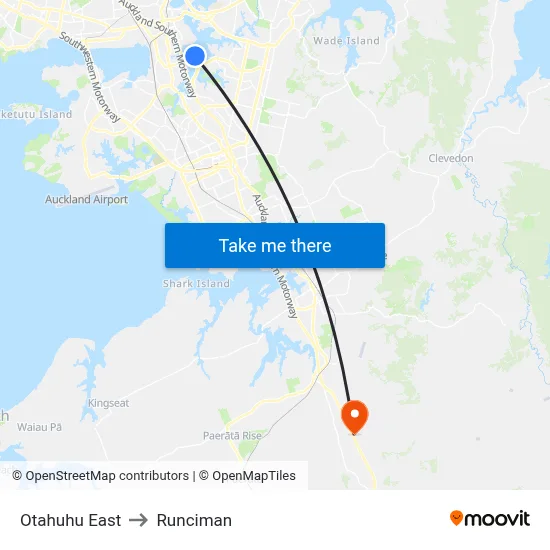 Otahuhu East to Runciman map