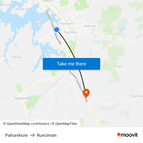 Pahurehure to Runciman map