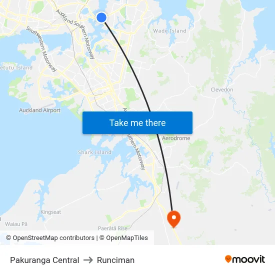 Pakuranga Central to Runciman map