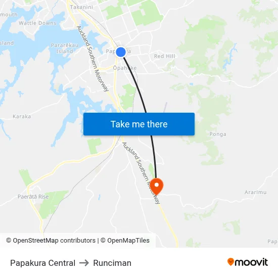 Papakura Central to Runciman map