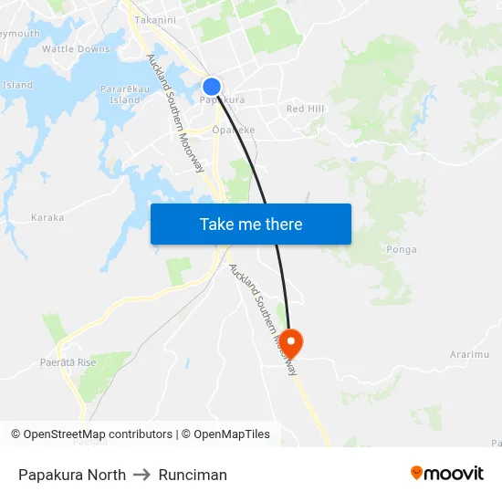 Papakura North to Runciman map
