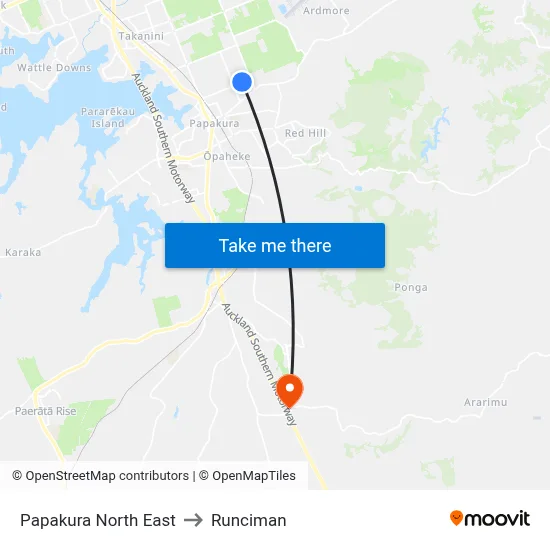 Papakura North East to Runciman map
