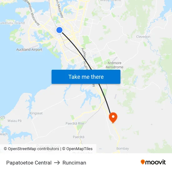 Papatoetoe Central to Runciman map
