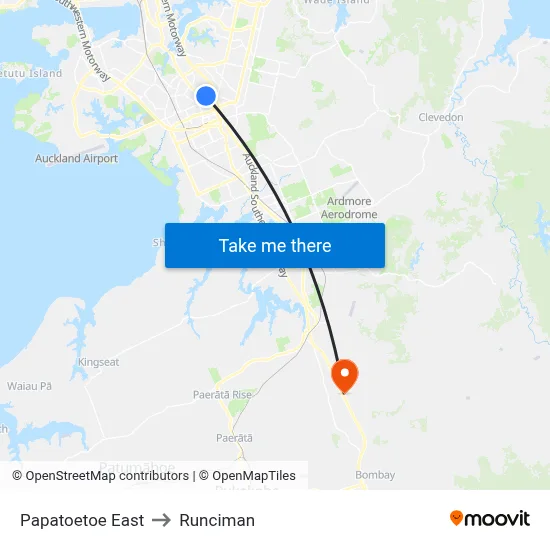 Papatoetoe East to Runciman map