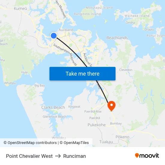 Point Chevalier West to Runciman map