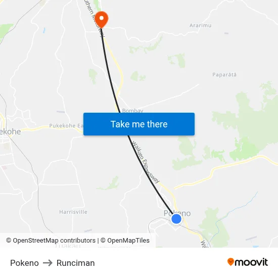 Pokeno to Runciman map