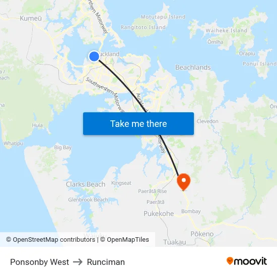 Ponsonby West to Runciman map