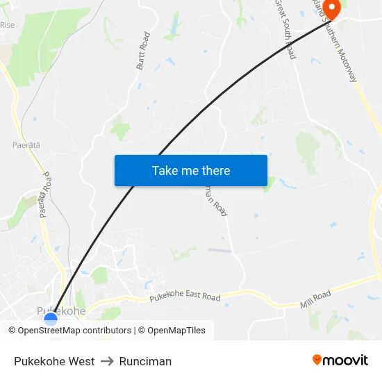 Pukekohe West to Runciman map