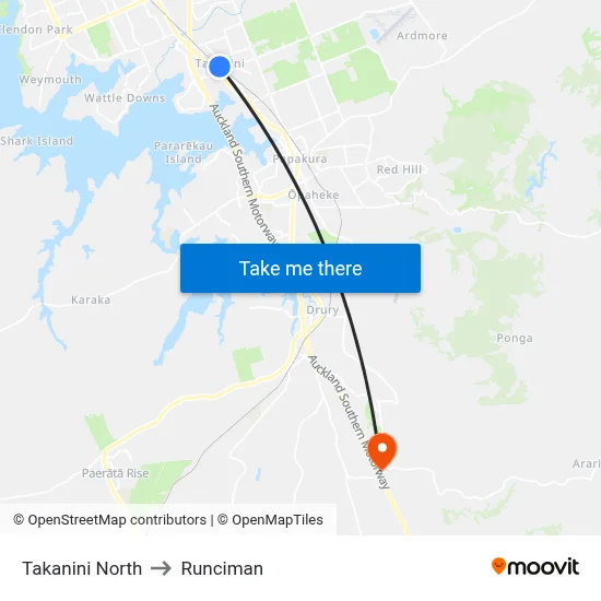 Takanini North to Runciman map