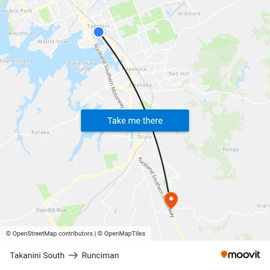 Takanini South to Runciman map