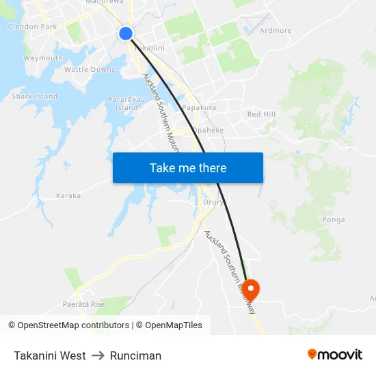 Takanini West to Runciman map