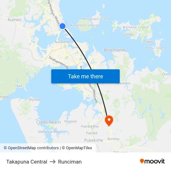 Takapuna Central to Runciman map