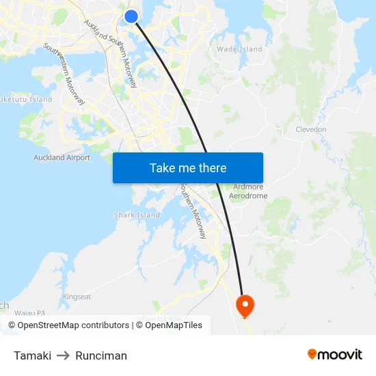 Tamaki to Runciman map