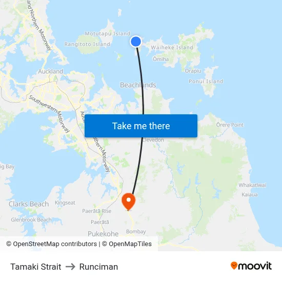 Tamaki Strait to Runciman map
